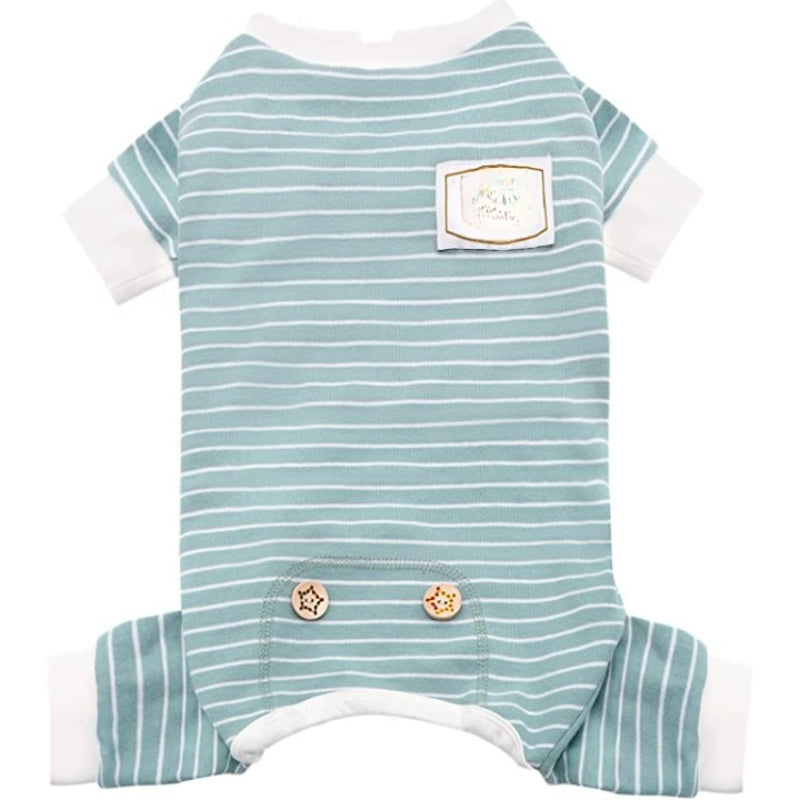 Dog Pajamas Stretchable Dog Jumpsuit 4 Legs Strip PJS Pet Puppy Pajamas Lightweight-Paw Print Pad