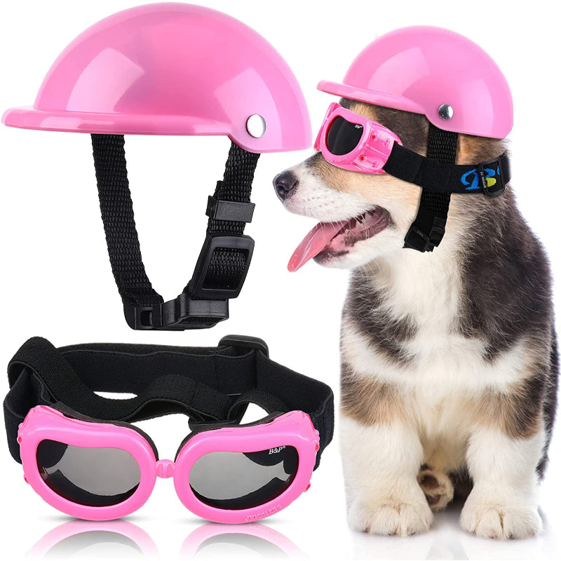 Small Dog Helmet Goggles UV Protection Doggy Sunglasses-Paw Print Pad