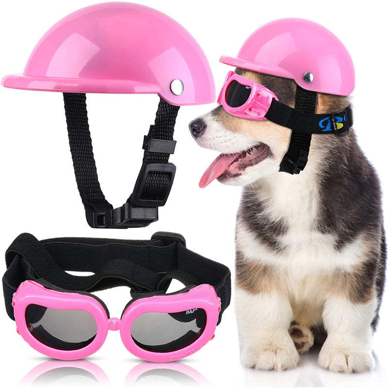 Small Dog Helmet Goggles UV Protection Doggy Sunglasses-Paw Print Pad