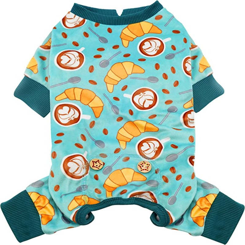 Dog Pajama Soft Material Stretchable Diamond Dogs Pajamas Onesie Pet Pjs Dogs Apparel for Small Dogs-Paw Print Pad