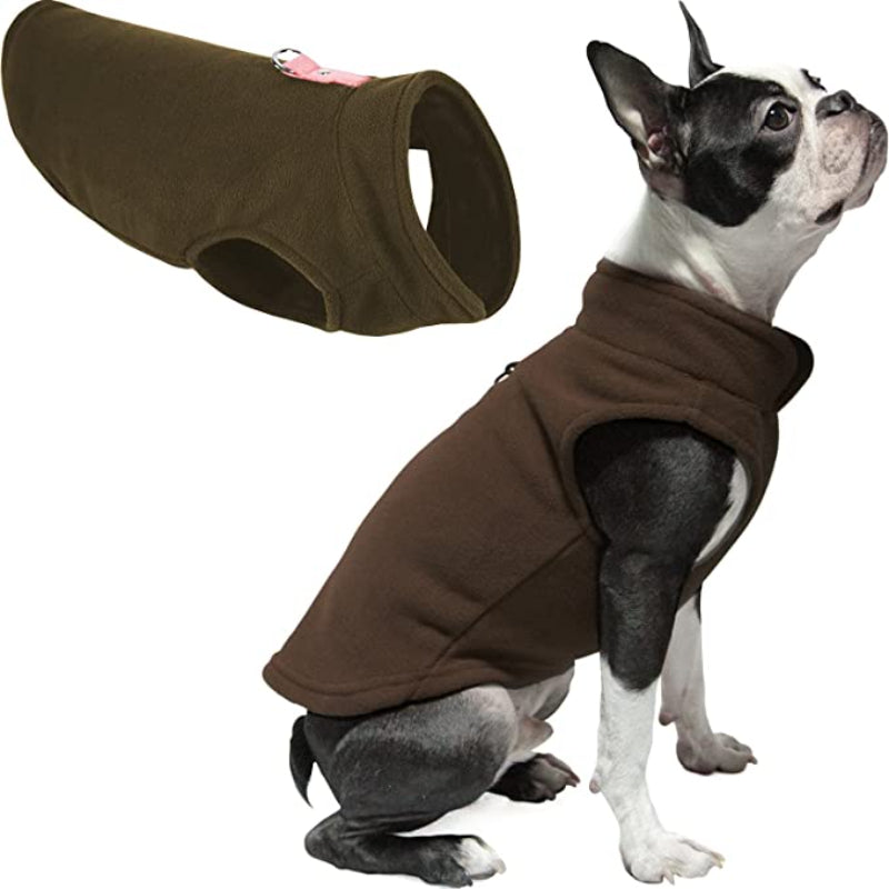 Fleece Vest Dog Sweater Warm Pullover Fleece Dog Jacket-Paw Print Pad