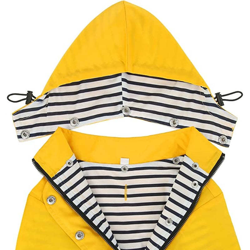Dog Raincoat Double Layer Zip Rain Jacket With Hood For Small To Large Dogs Yellow - XL-Paw Print Pad