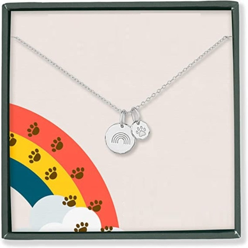Rainbow Bridge Pet Memorial Necklace-Paw Print Pad