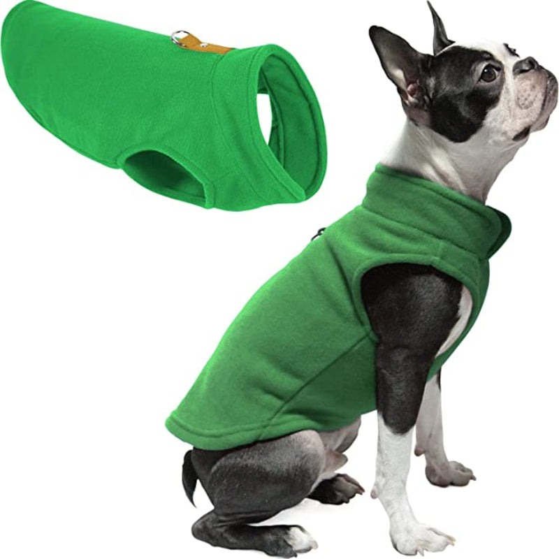 Dog Sweater Warm Pullover Fleece Vest Dog Jacket With O-Ring Leash-Paw Print Pad