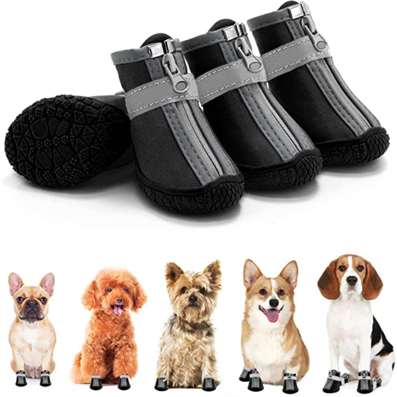 Dog Breathable Shoes For Paw Protector With Reflective Strips Rugged-Paw Print Pad