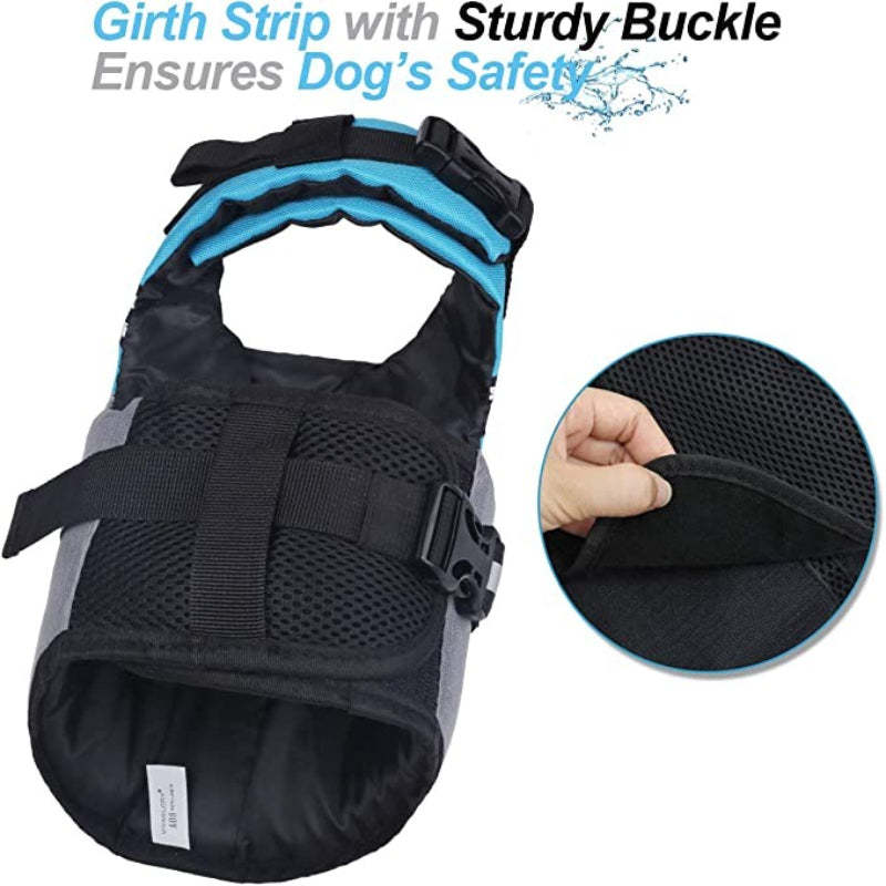 New Sports Style Ripstop Dog Life Jacket With Superior Buoyancy & Rescue Handle, Bright Yellow, M-Paw Print Pad