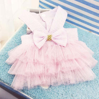 Pet Dog Clothes, Striped Mesh Puppy Dog Princess Dresses