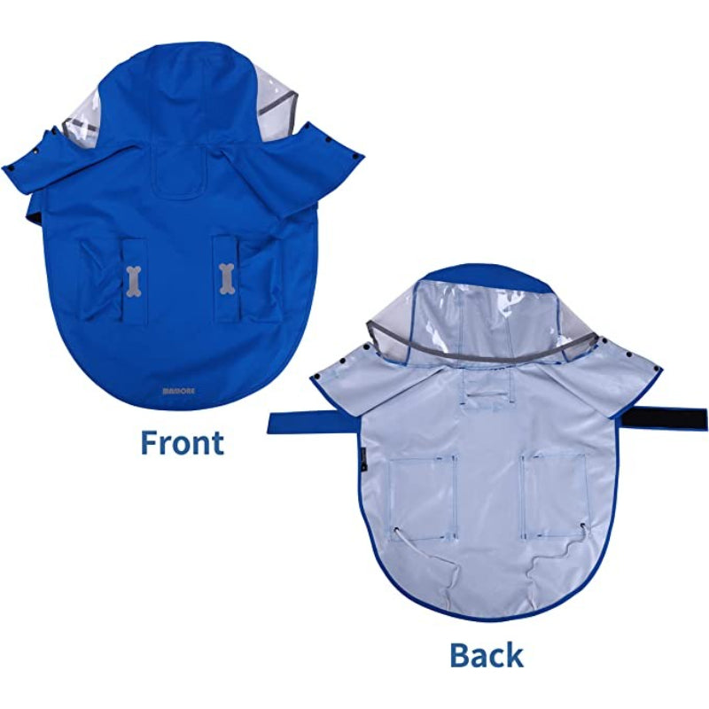 Waterproof Dog Raincoat, Adjustable Reflective Lightweight Pet Rain Clothes With Poncho Hood (Yellow, X-Small)-Paw Print Pad