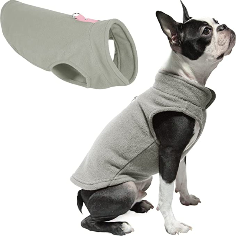 Fleece Vest Dog Sweater Warm Pullover Fleece Dog Jacket-Paw Print Pad