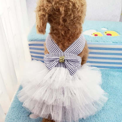 Pet Dog Clothes, Striped Mesh Puppy Dog Princess Dresses