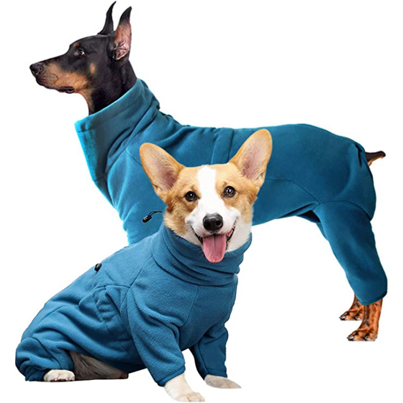 Dog Winter Coat Soft Fleece Pullover Pajamas, Pet Outfit Clothes-Paw Print Pad