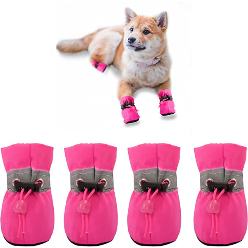 Dog Shoes Anti-Slip Dogs Boots & Paw Protector With Reflective Straps-Paw Print Pad