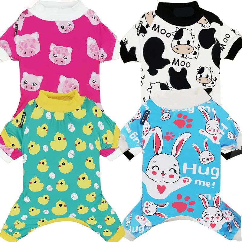 4 Piece Dog Pajamas For Small Dogs Pjs Clothes Puppy Onesies Outfits For Doggie Christmas Shirts Sleeper For Pet-Paw Print Pad