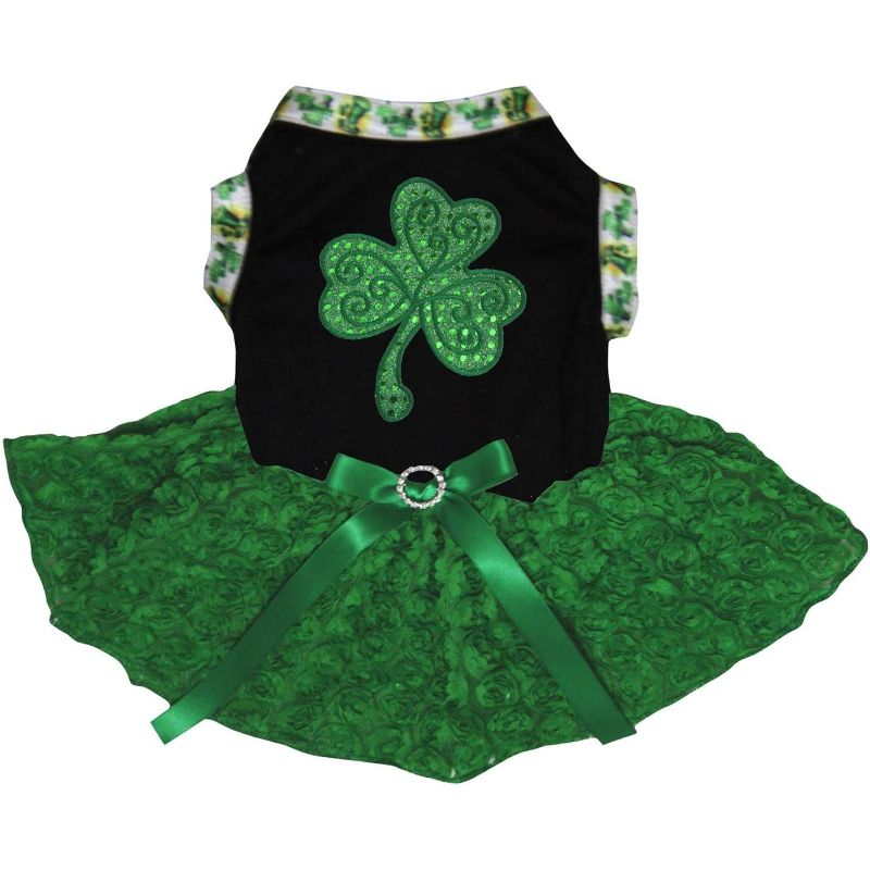 Sequins Clover Puppy Dog Dress-Paw Print Pad
