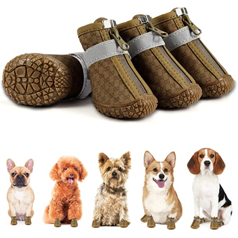 Dog Breathable Shoes For Paw Protector With Reflective Strips Rugged-Paw Print Pad