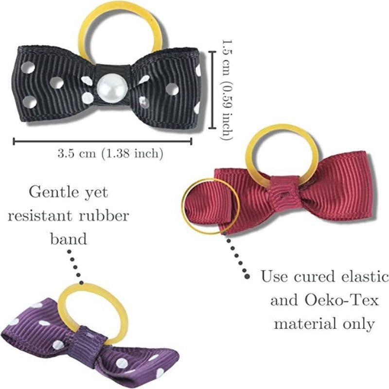50 Pcs Dog Bows With Rubber Bands That Won’t Pull Your Dog’s Hair-Paw Print Pad