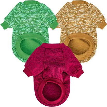 Dog Sweaters for Small Dogs, 3 Pack Warm Soft Pet Clothes for Puppy-Paw Print Pad