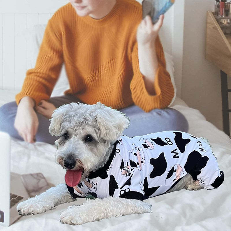 4 Piece Dog Pajamas For Small Dogs Pjs Clothes Puppy Onesies Outfits For Doggie Christmas Shirts Sleeper For Pet-Paw Print Pad