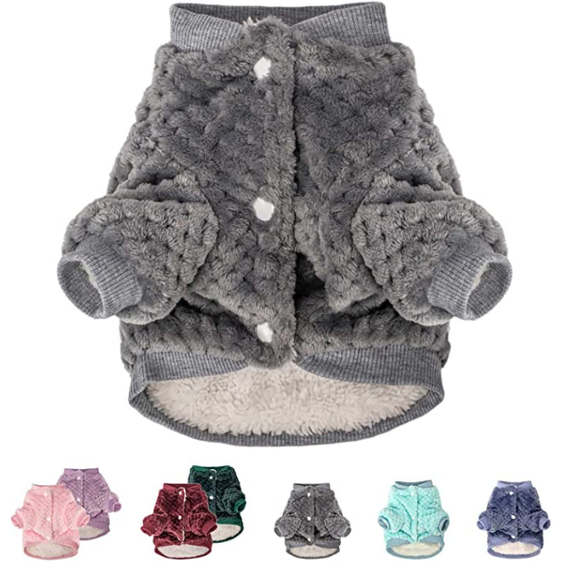 Dog Sweater, Warm Fur Soft Pet Clothes Vest Coat For Winter Christmas-Paw Print Pad