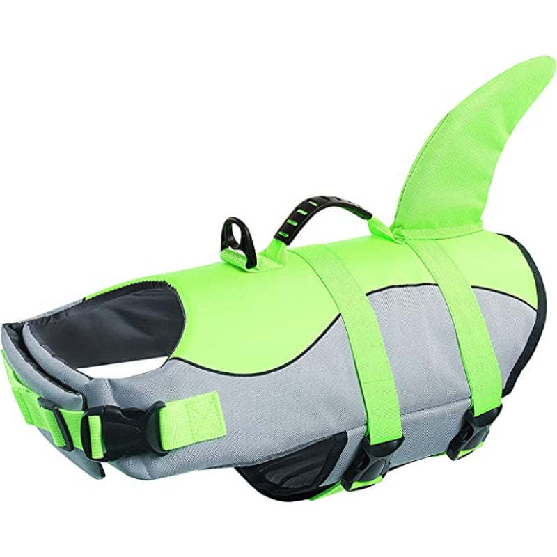 Dog Life Jacket Ripstop Shark Dog Safety Vest Adjustable Vest-Paw Print Pad