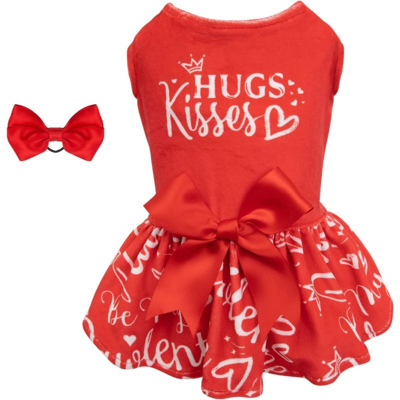 Dog Velvet Dress For Small Dogs Girl Puppy Dresses Clover Dog Clothes-Paw Print Pad