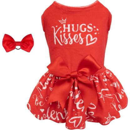 Dog Velvet Dress For Small Dogs Girl Puppy Dresses Clover Dog Clothes-Paw Print Pad