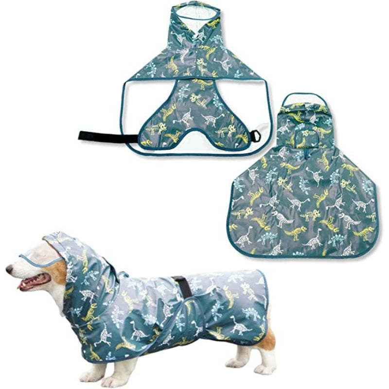 Dog Raincoat With Hood Waterproof Dog Rain Jacket-Paw Print Pad