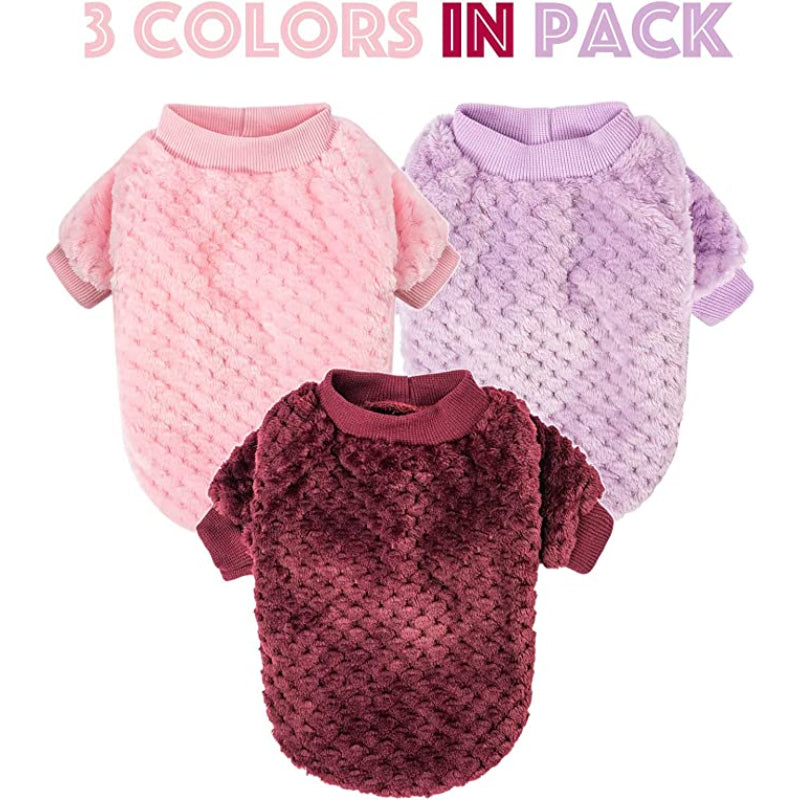 Dog Sweaters for Small Dogs, 3pc Warm Fur Soft Pet Clothes For Puppy-Paw Print Pad