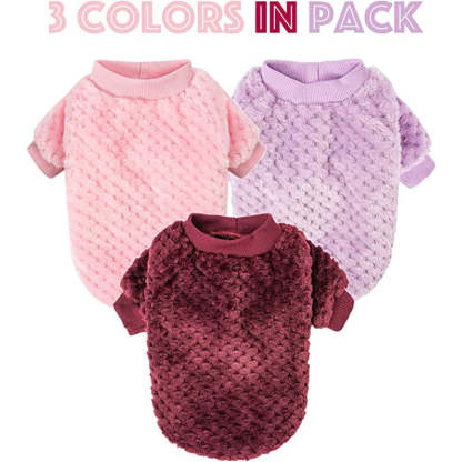 Dog Sweaters for Small Dogs, 3pc Warm Fur Soft Pet Clothes For Puppy-Paw Print Pad