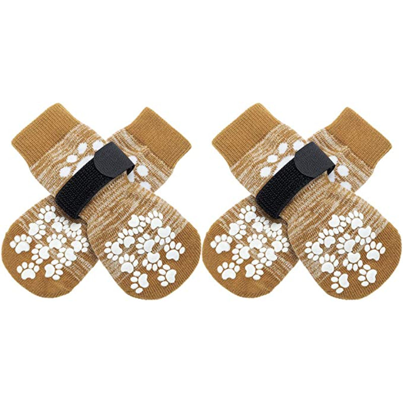Double Side Anti-Slip Dog Socks Adjustable Pet Paw Protector-Paw Print Pad