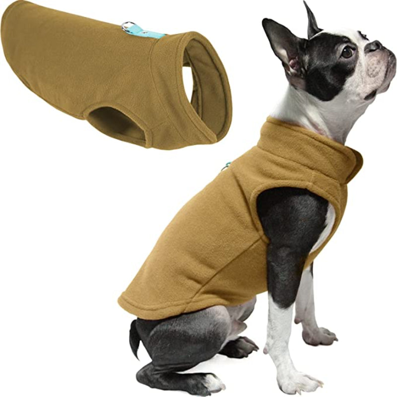 Fleece Vest Dog Sweater Warm Pullover Fleece Dog Jacket-Paw Print Pad