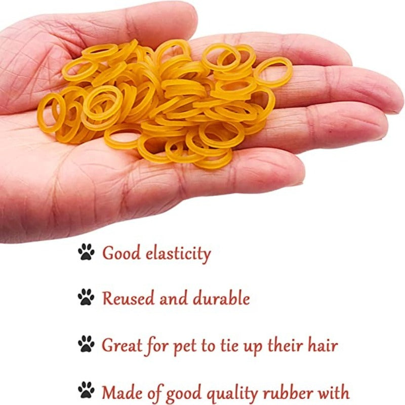 Bulk Dog Rubber Bands For Hair Grooming DIY Hair Bows Top Knots For Puppies Cats Farm Animals Small Medium Large Dogs-Paw Print Pad