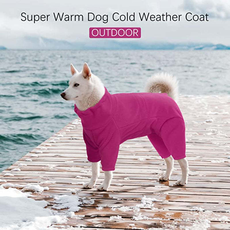 Dog Winter Coat Soft Fleece Pullover Pajamas, Pet Outfit Clothes-Paw Print Pad