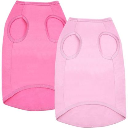 Dog Pink White Shirts, Soft Blank Cotton Tee-Shirt For Boy Girl Dogs, Plain Large Bulldog Clothes-Paw Print Pad