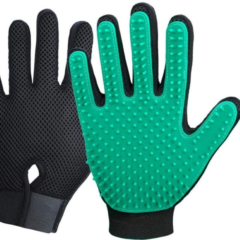 Pet Hair Combing Brush Gloves-Paw Print Pad