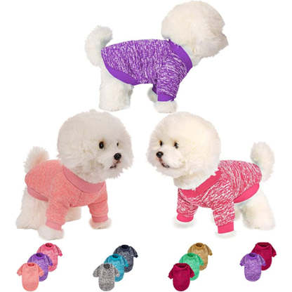 Dog Sweaters for Small Dogs, 3 Pack Warm Soft Pet Clothes for Puppy-Paw Print Pad