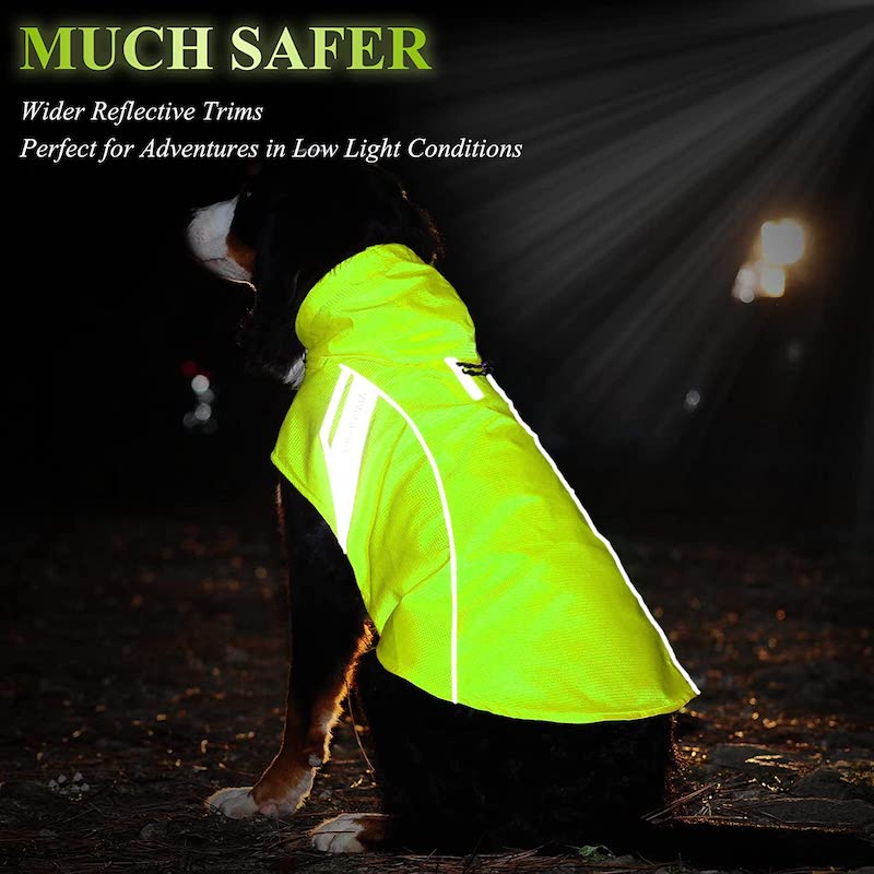 Raincoat For Dogs, Easy On & Off Pet Rain Clothes With Storage Bag-Paw Print Pad