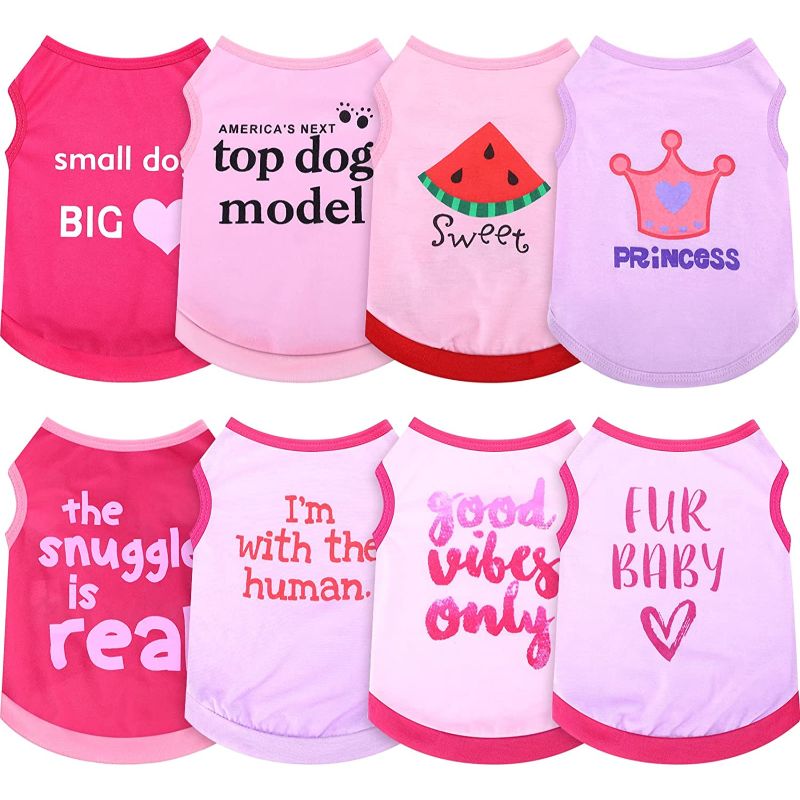 8 Pieces Pet Soft Shirts Classy Dog Outfits Small Dog for Pet Dogs-Paw Print Pad