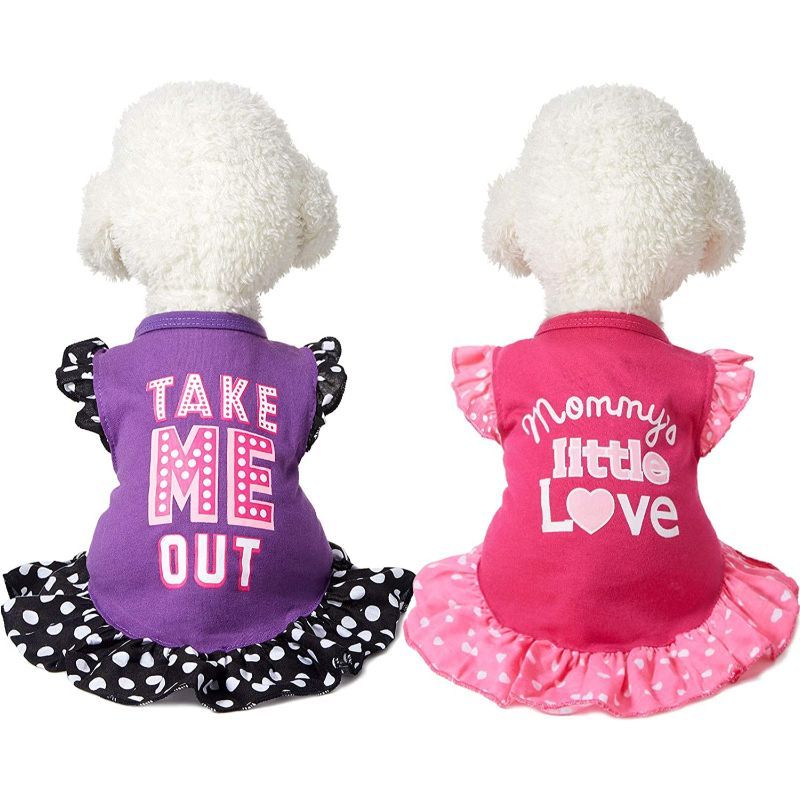 2 Pieces Dog Dresses For Small Dogs And Cats-Paw Print Pad
