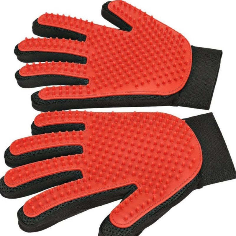 Pet Hair Combing Brush Gloves-Paw Print Pad