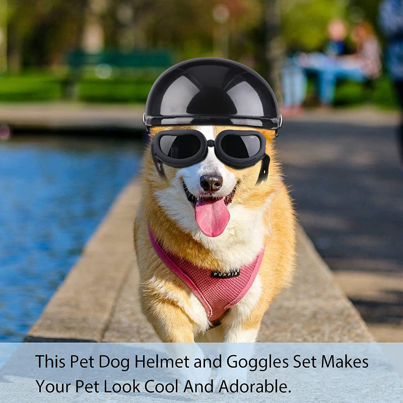 Small Dog Helmet Goggles UV Protection Doggy Sunglasses-Paw Print Pad