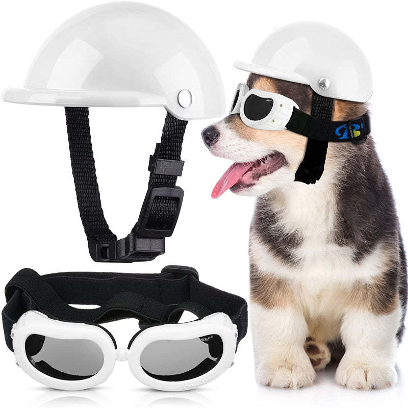 Small Dog Helmet Goggles UV Protection Doggy Sunglasses-Paw Print Pad