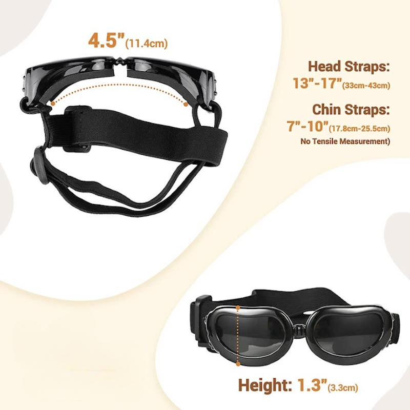 Dog Sunglasses Small Breed Dogs Goggles UV Protection Eye Wear Windproof Anti-Fog Pet Glasses For Doggy About Over 5lbs, White-Paw Print Pad