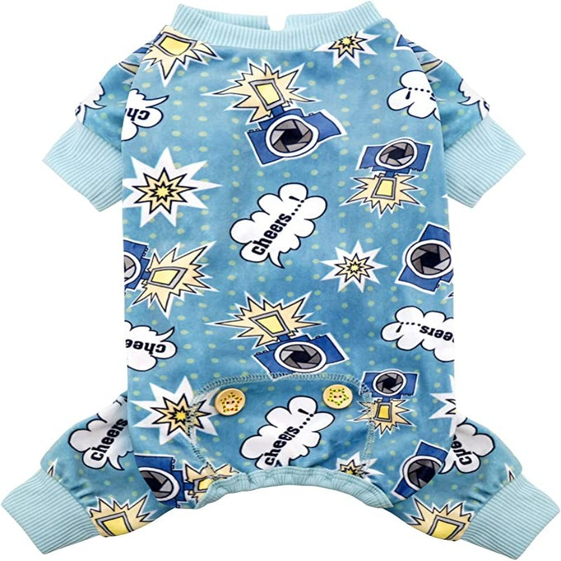 Dog Pajama Soft Material Stretchable Diamond Dogs Pajamas Onesie Pet Pjs Dogs Apparel for Small Dogs-Paw Print Pad