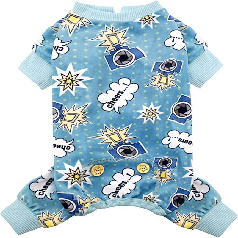 Dog Pajama Soft Material Stretchable Diamond Dogs Pajamas Onesie Pet Pjs Dogs Apparel for Small Dogs-Paw Print Pad