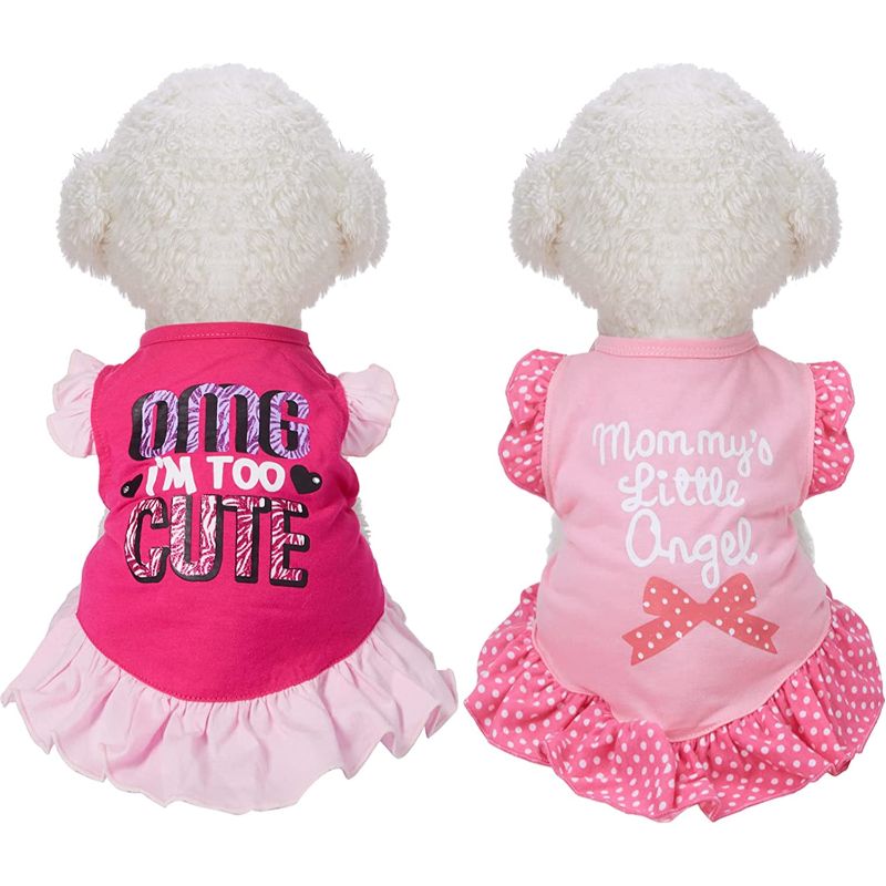 2 Pieces Dog Dresses For Small Dogs And Cats-Paw Print Pad