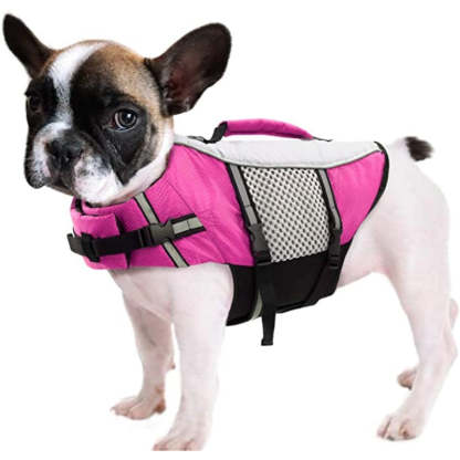 Dog Life Jacket Swimming Vest Lightweight High Reflective Pet Lifesaver With Lift Handle, Leash Ring Blue, XS-Paw Print Pad