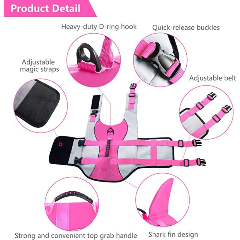 Dog Life Jacket Swimsuit For Pool Floatation Vest For Dogs-Paw Print Pad