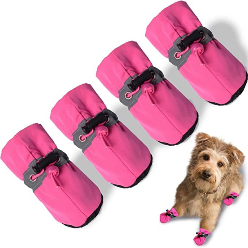 Dog Boots & Paw Protector, Anti-Slip Sole Winter Snow Dog Booties-Paw Print Pad