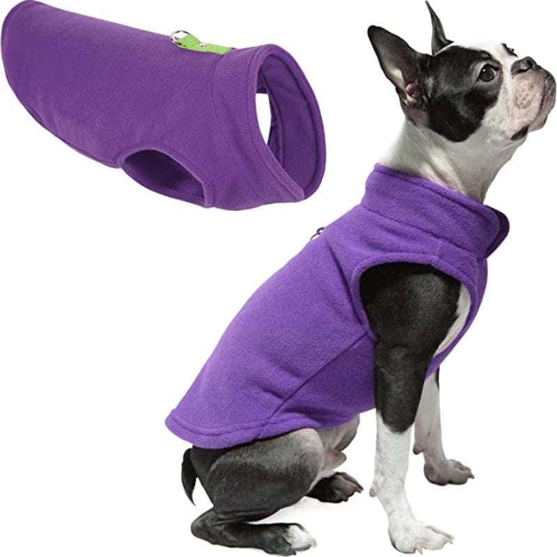 Dog Sweater Warm Pullover Fleece Vest Dog Jacket With O-Ring Leash-Paw Print Pad